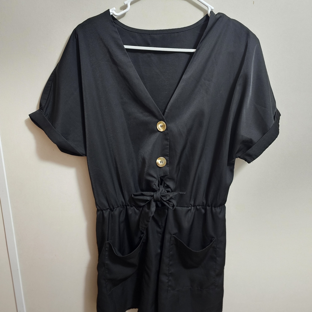 Black Button-Front Romper